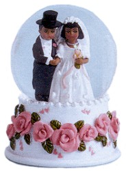 Bride and Groom Mini Water Globe African American